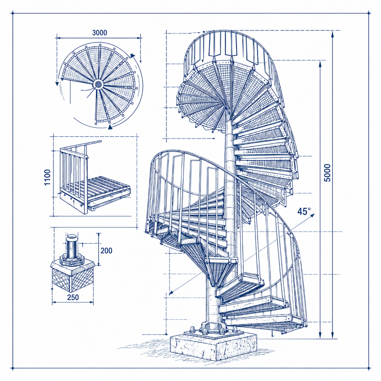 Fluchtspindeltreppe Konstruktion Fluchtspindeltreppe Konstruktion