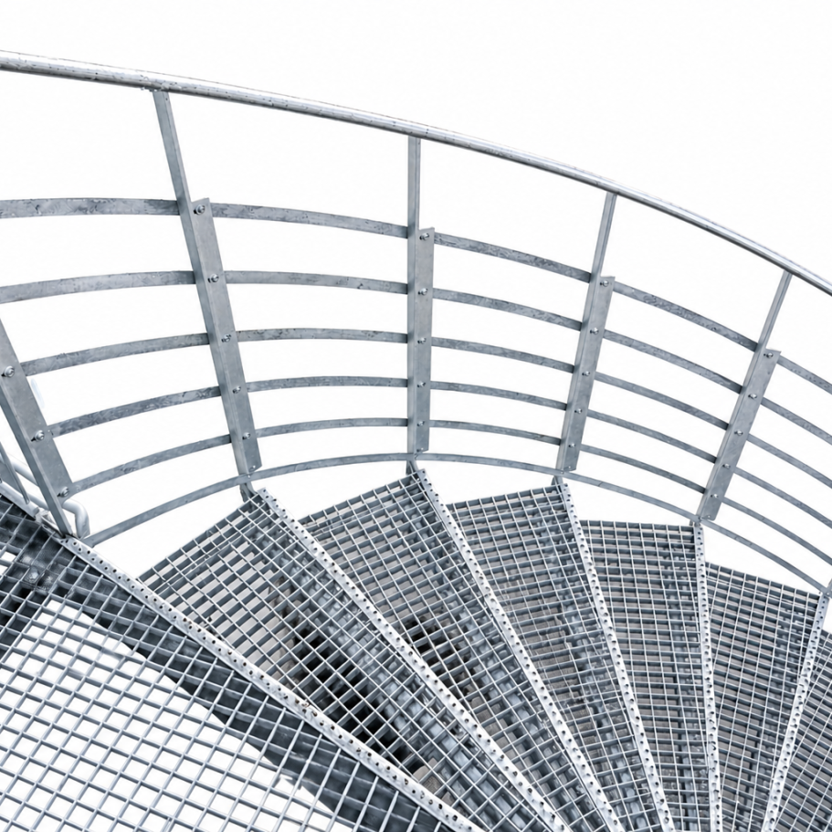 Spindeltreppe aus Stahl verzinkt Aussenliegende Spindeltreppe Stahl